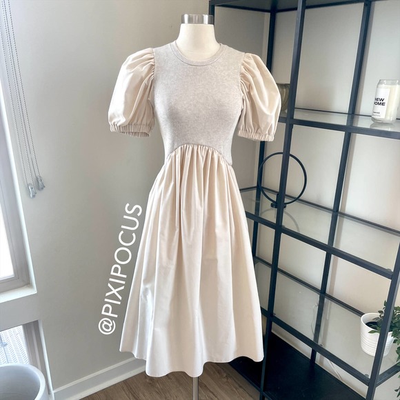 Zara Dresses Zara Combination Knit Polin Voluminous Midi Dress Poshmark